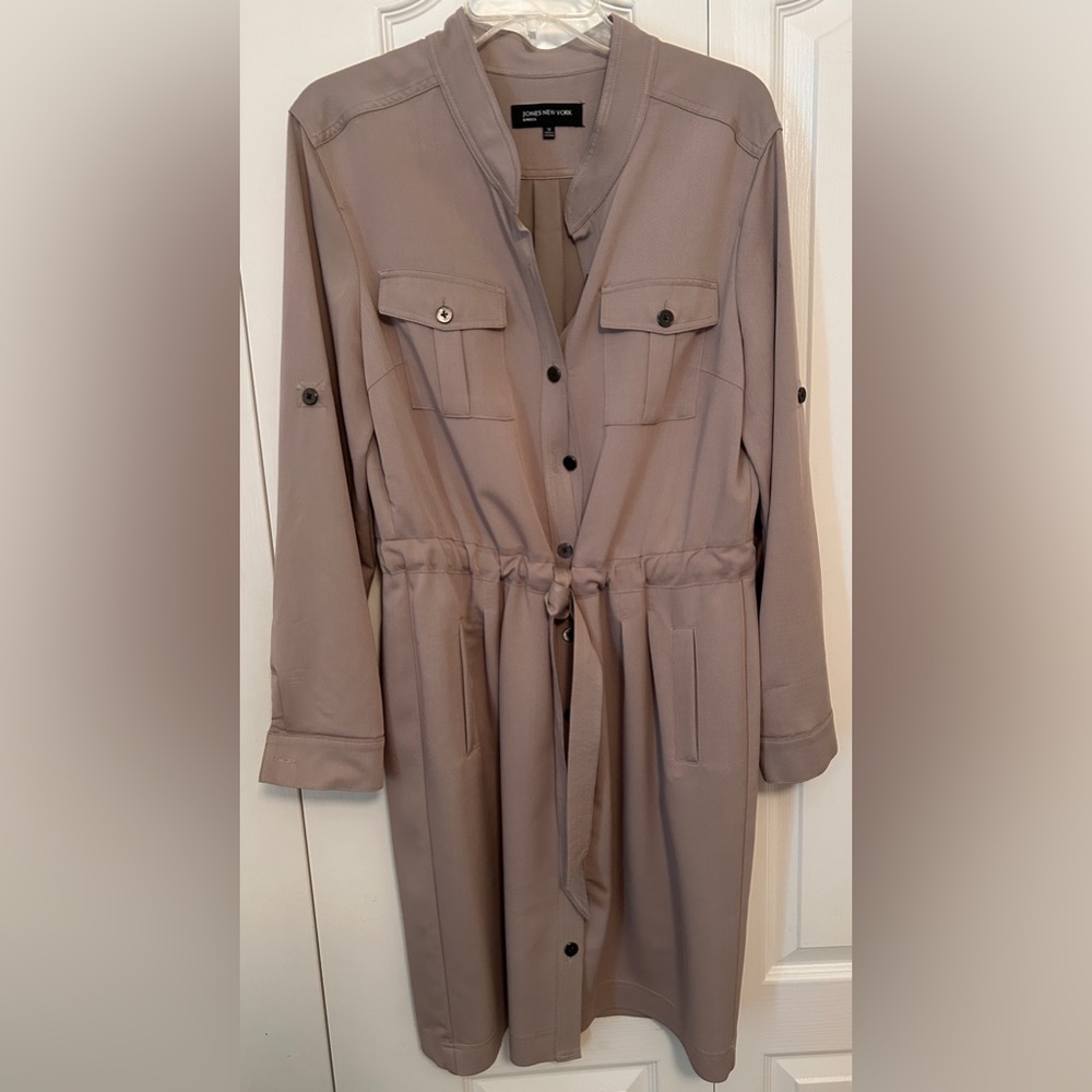 Jones New York Taupe Button-Down Dress